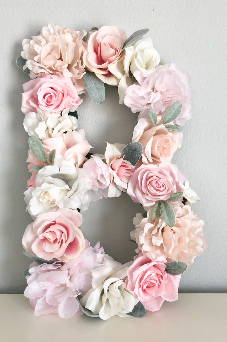 Floral Letter Nursery Flower Letter Girl Baby Gift Shabby Chic Decor Wedding Flower Wall Decor Floral Nursery Decor Peony Wall Flower image 10