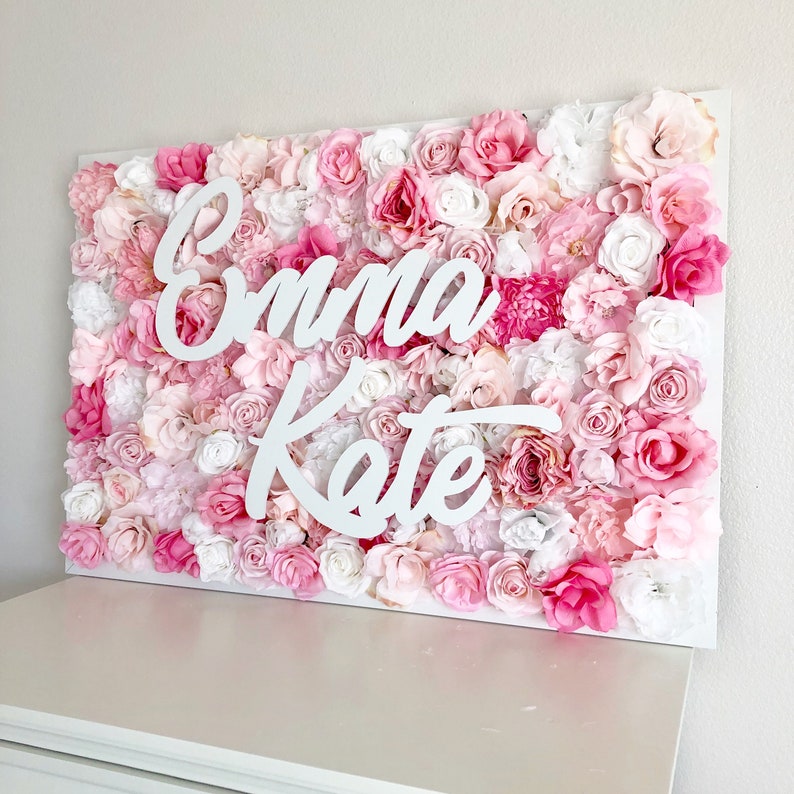 Flower Wall Name Sign Flower Wall Nursery Decor Name Sign Etsy