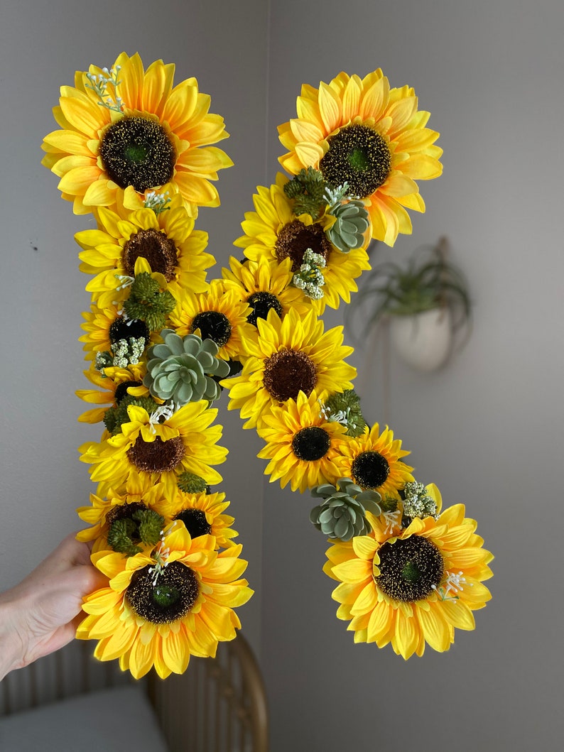 Floral Letter Name Sign Flower Letter Name Decor Flower Wall Etsy