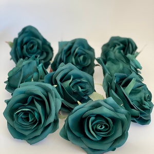 3.5 Emerald Artificial Rose Emerald Rose Dark Green Rose Forest Green Rose Emerald Silk Flower Dark Green Silk Flower Dark Green Emerald image 5