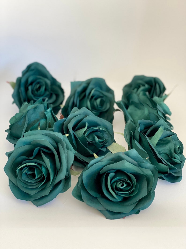 3.5 Emerald Artificial Rose Emerald Rose Dark Green Rose Forest Green Rose Emerald Silk Flower Dark Green Silk Flower Dark Green Emerald image 5