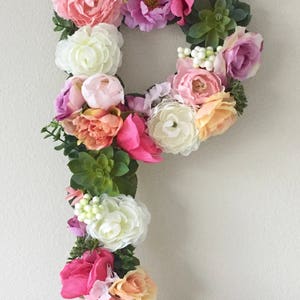 Floral Letter LARGE 15 19 or 24 Flower Letter Custom Letter Flower Letter Succulent Decor Boho Nursery Boho Theme Boho Baby Shower image 10