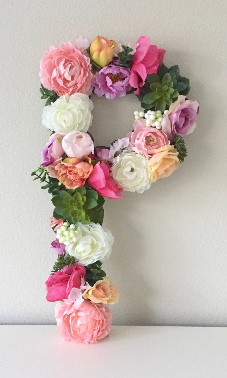 Floral Letter LARGE 15 19 or 24 Flower Letter Custom Letter Flower Letter Succulent Decor Boho Nursery Boho Theme Boho Baby Shower image 10