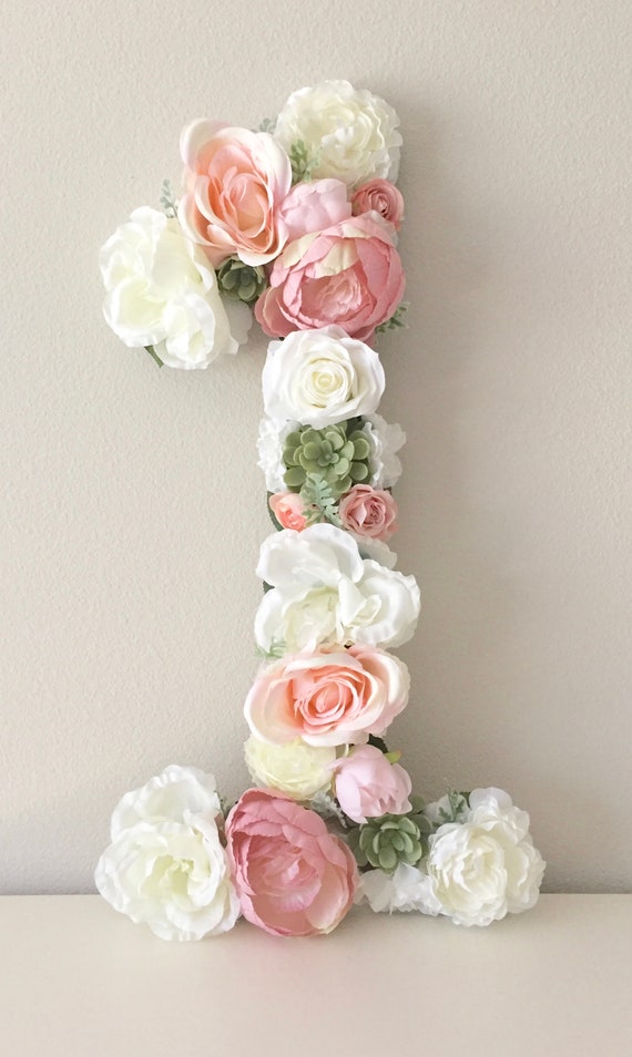 Flower Number Shabby Chic Birthday Decor First Birthday Etsy