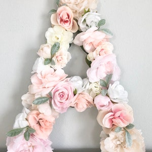 Flower Letter Floral Letter Floral Number Flower Number Blush Nursery Decor Shabby Chic Decor Floral Nursery Baby Shower Flower Wall image 10