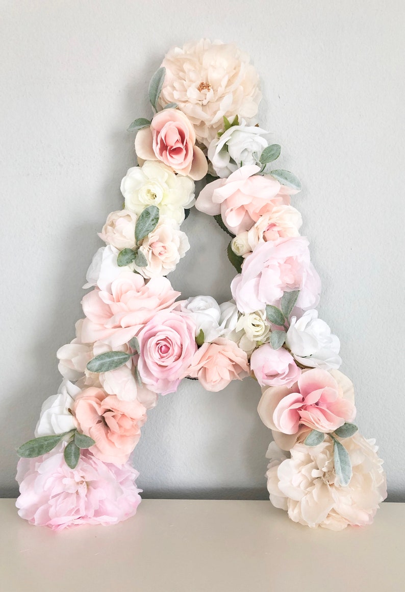 Flower Letter Floral Letter Floral Number Flower Number Blush Nursery Decor Shabby Chic Decor Floral Nursery Baby Shower Flower Wall image 10