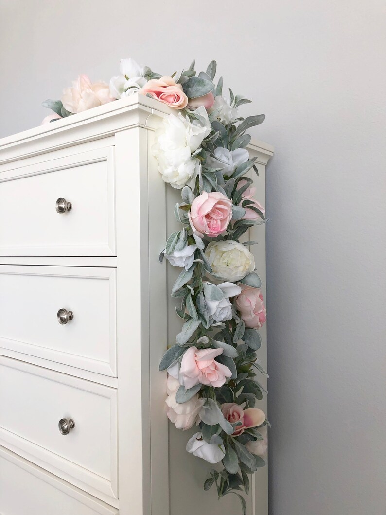 Blush Pink Flower Garland Nursery Garland Shabby Chic Decor Etsy