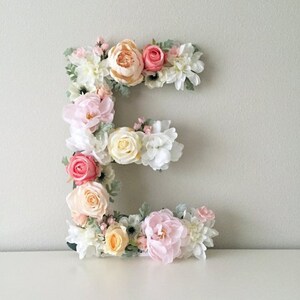 Floral Letter Nursery Flower Letter Girl Baby Gift Shabby Chic Decor Wedding Flower Wall Decor Floral Nursery Decor Peony Wall Flower image 3