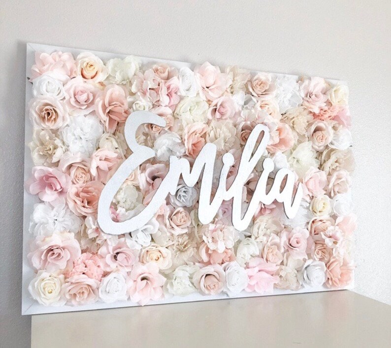 Girl Nursery Decor Nursery Wall Art Nursery Name Art Flower Wall Flower Letter Floral Letter Blush Nursery Neutral Nursery Rose Gold image 9