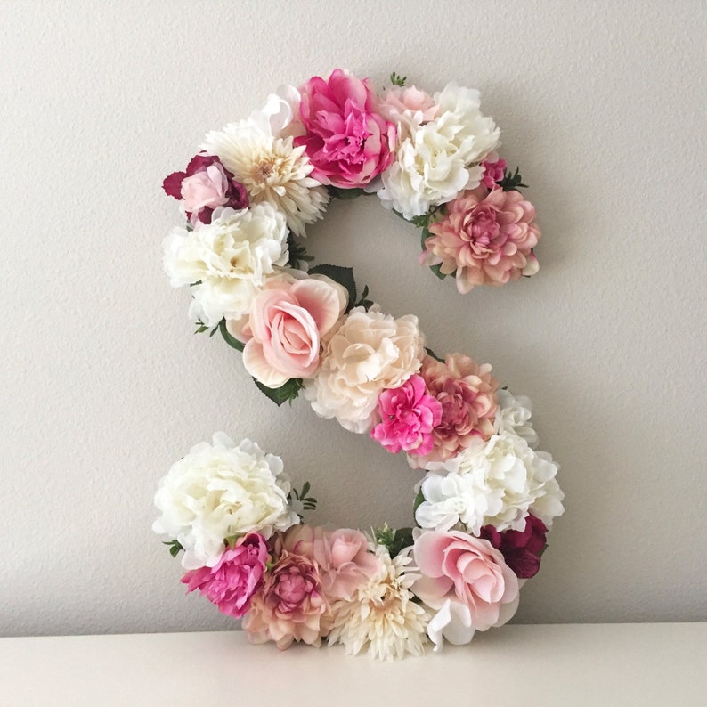 Blush Floral Letter Nursery Blush Flower Letter Decor Name Sign Blush Wedding Flower Decor Blush Baby Shower Decor Blush Pink Birthday Decor image 4