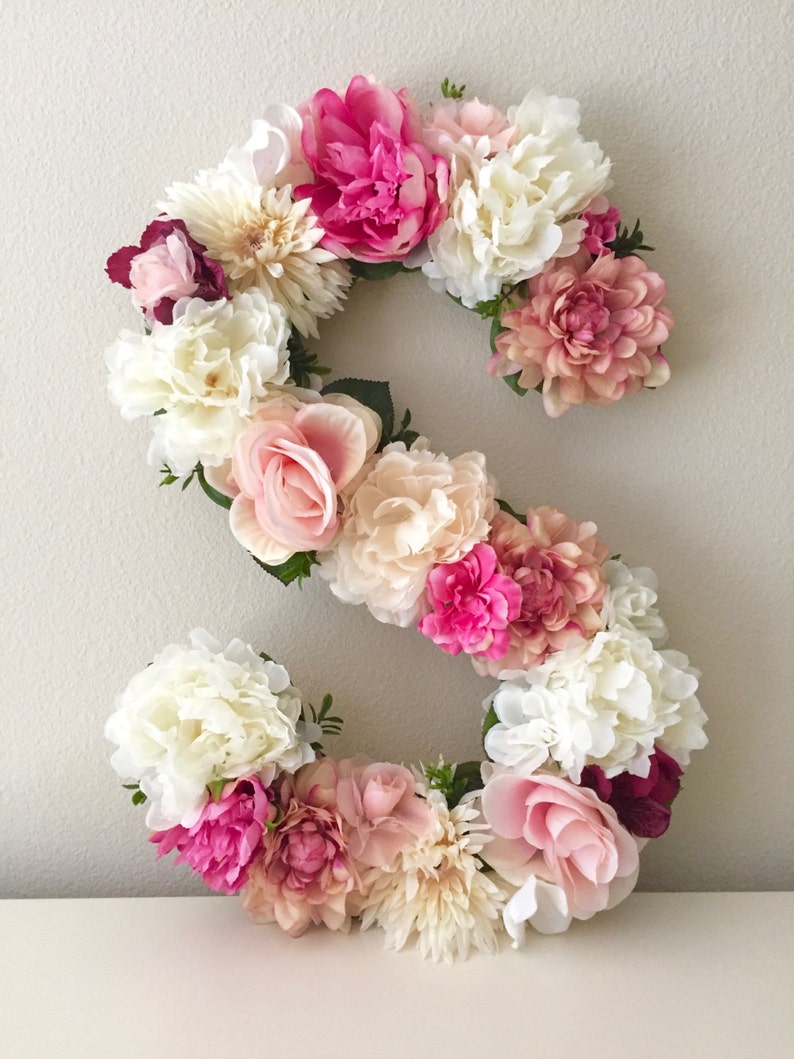 Floral Letter 15 19 24 Large Flower Letter Floral Initial Custom Floral Letter Nursery Shabby Chic Decor Floral Monogram image 10