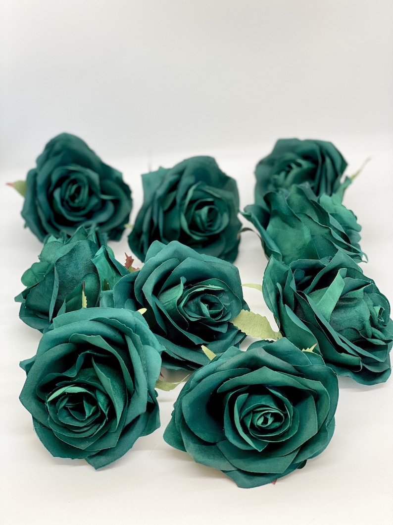 3.5 Emerald Artificial Rose Emerald Rose Dark Green Rose Forest Green Rose Emerald Silk Flower Dark Green Silk Flower Dark Green Emerald image 1