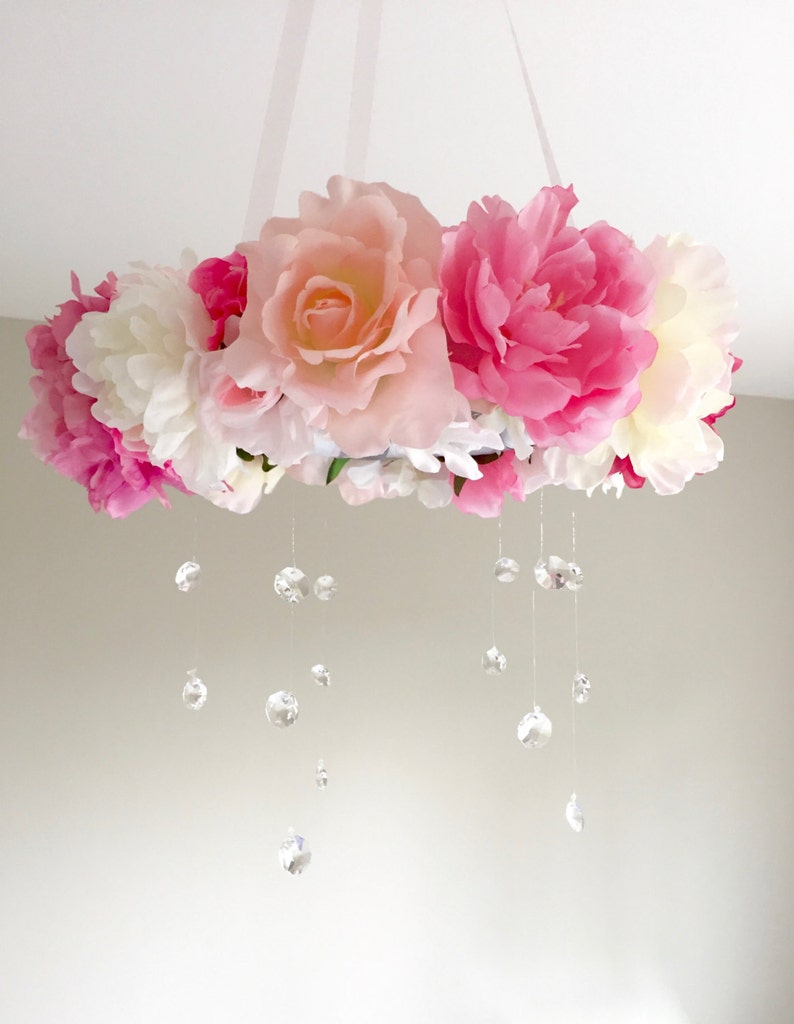 Flower Mobile Floral Mobile Floral Baby Mobile Pink Nursery Etsy