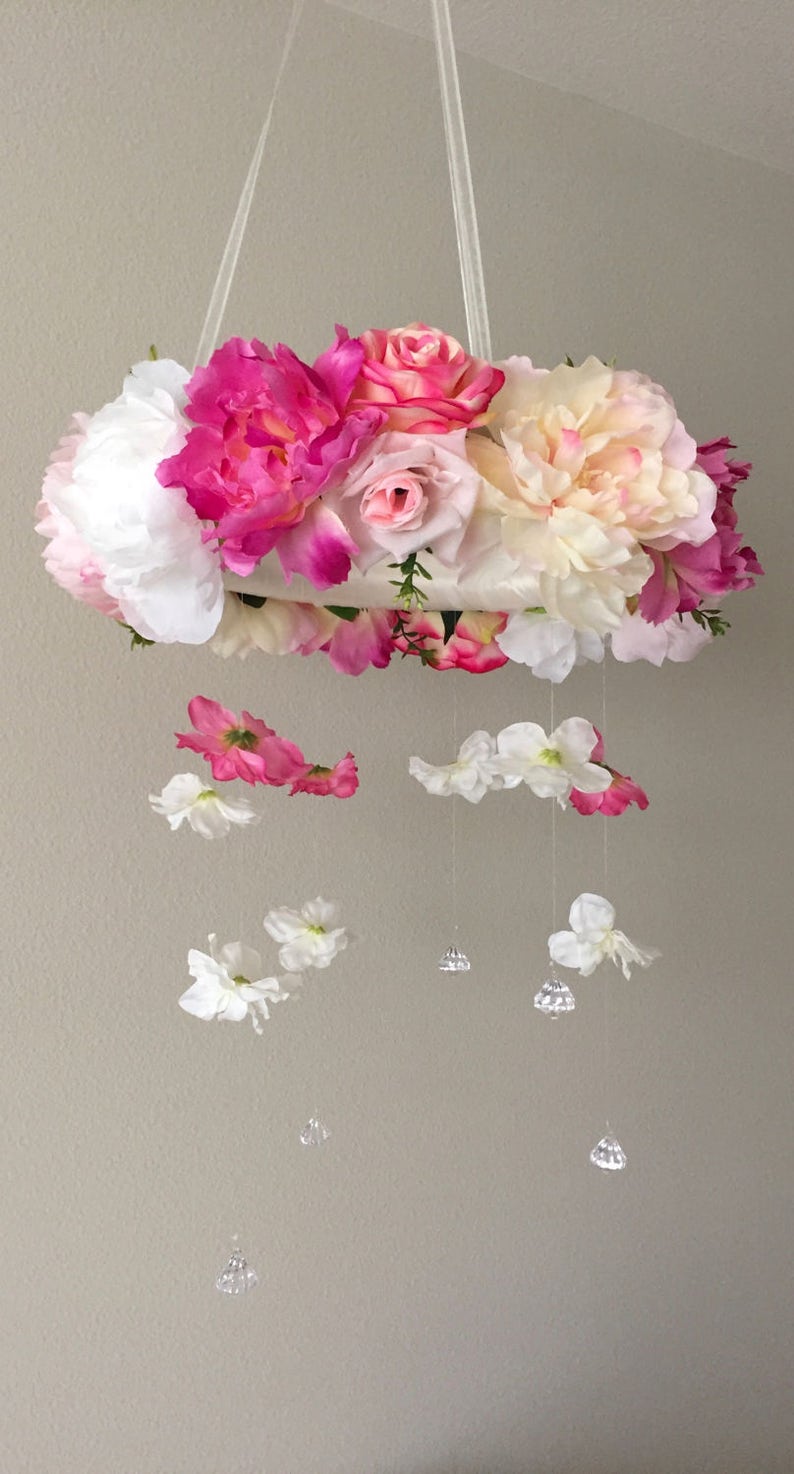 Pink Floral Mobile Pink Mobile Flower Mobile Pink Nursery Etsy