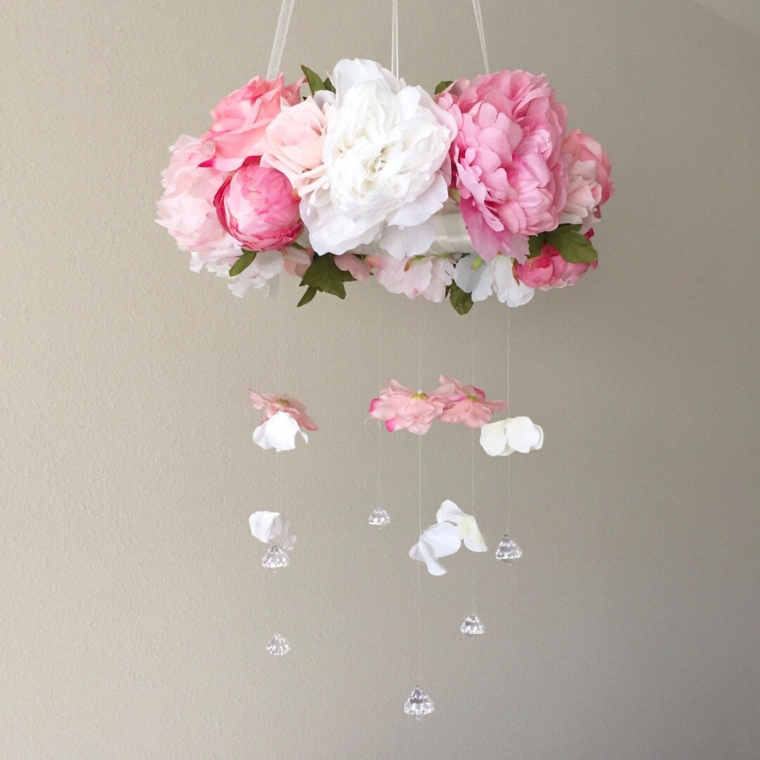 Floral Mobile Flower Mobile Baby Girl Mobile Pink Mobile Baby Etsy