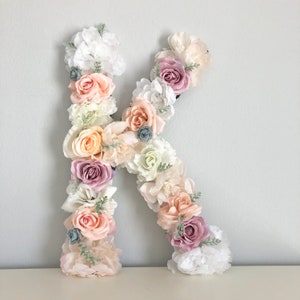 Flower Letter Floral Letter Floral Number Flower Number Blush Nursery Decor Shabby Chic Decor Floral Nursery Baby Shower Flower Wall image 9