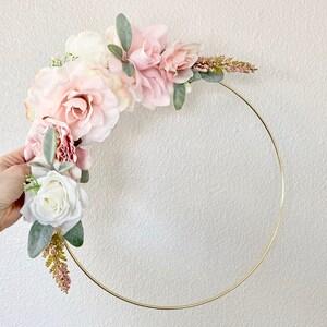 Custom Floral Hoop Girl Nursery Decor Girl Girl Nursery Wall Decor Flower Wall Decor Nursery Floral Hoop Nursery Floral Hoop Wreath image 9