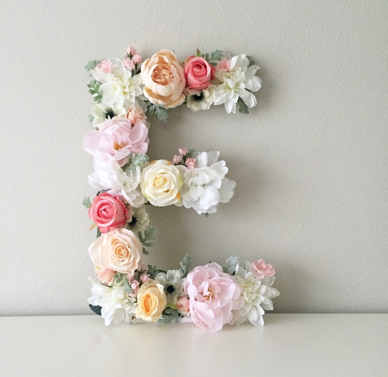 Large Flower Letter Floral Letter Nursery Letter Boho Nursery Decor Baby Letter Kids Room Decor Girls Room Decor Pink and Green Decor image 3