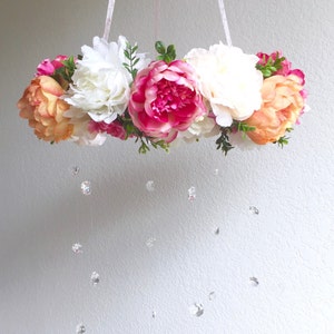 Flower Mobile Baby Mobile Floral Mobile Flower Chandelier Floral Chandelier Pastel Crib Mobile Wedding Chandelier Baby Pink and Green image 9