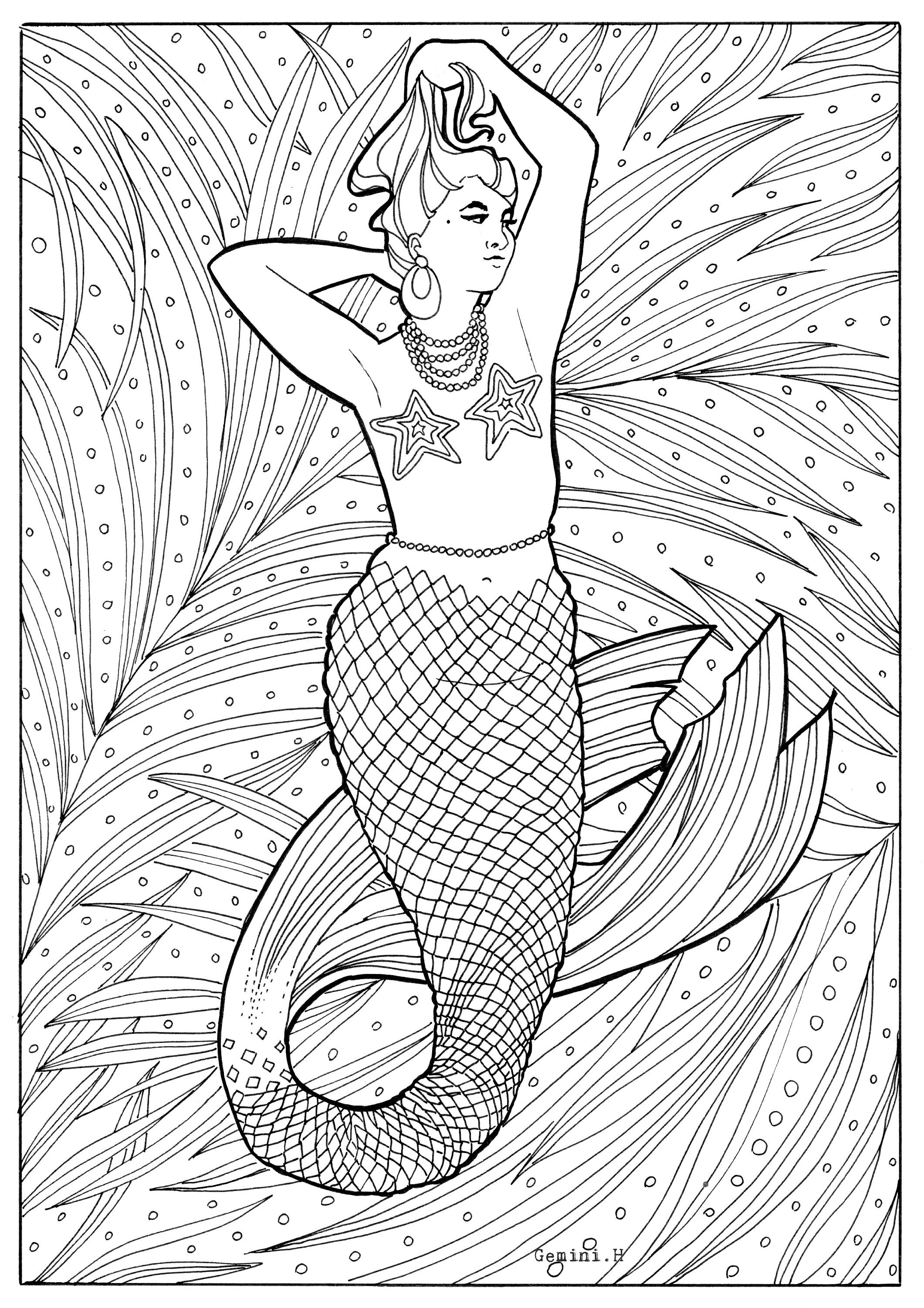 Mermaids printable coloring pages 3 designs INSTANT DOWNLOAD | Etsy