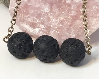 Trinity Lava Stone Necklace
