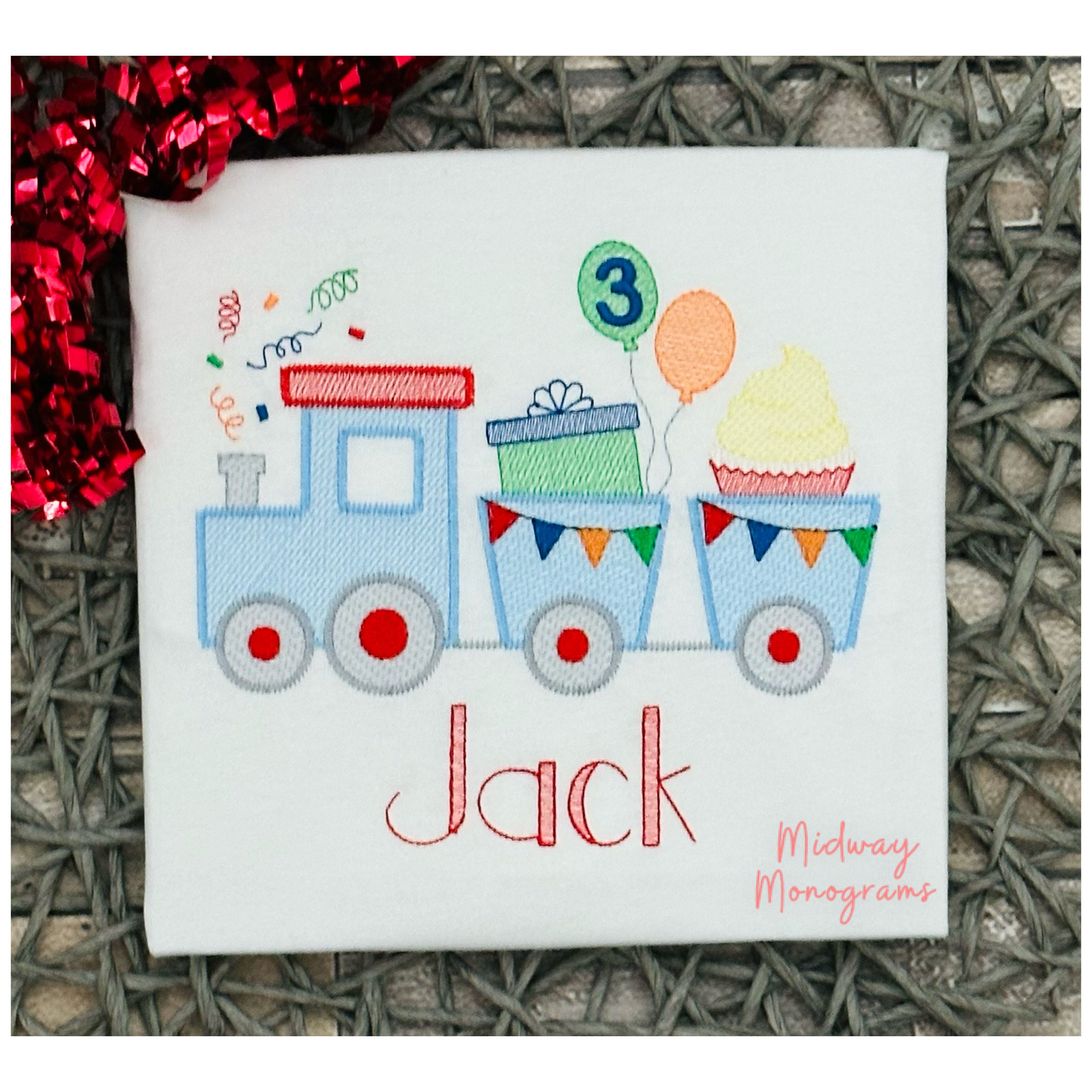 Personalized Train Birthday Shirt: Ages 1-5, Sketch Train Design