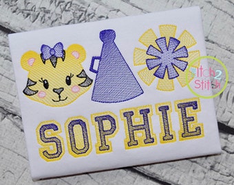 Girl's LSU Tigers Shirt: Personalized Tiger Trio Sketch