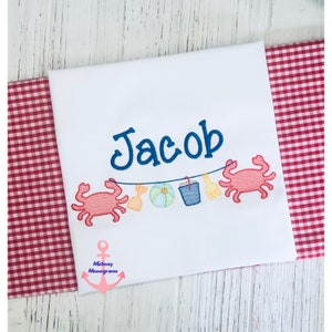 Personalized Kids Beach Shirt: Crabs & Toys Summer Tee