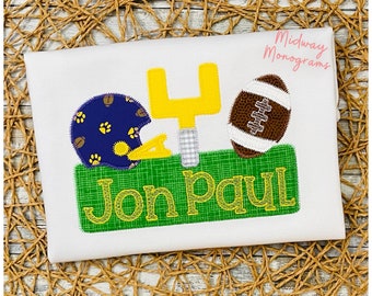 Personalized Boy's Football Shirt: Appliqué Tiger Trio