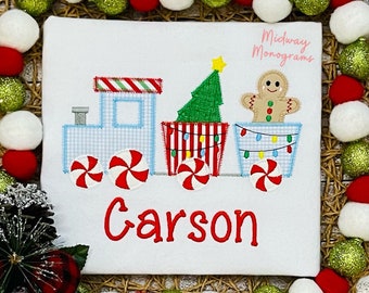 Personalized Christmas Train Appliqué Shirt - Boys Toddler Tee