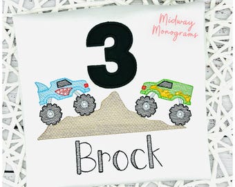 Personalized Kids Birthday Shirt: Monster Truck Birthday Ages 1-8