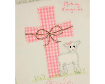 Personalized Kids Easter Shirt: Cross & Lamb Applique