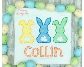 Embroidered Bunny Trio Easter Shirt - Personalized Kids Tee