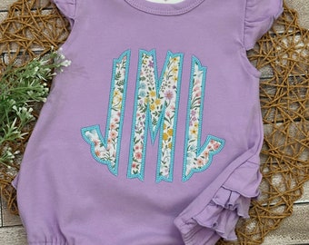 Monogrammed Ruffle Bubble Romper: Personalized Baby Girl Outfit