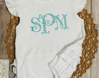 Monogrammed Ruffle Bum Romper: Personalized Baby Girl Outfit