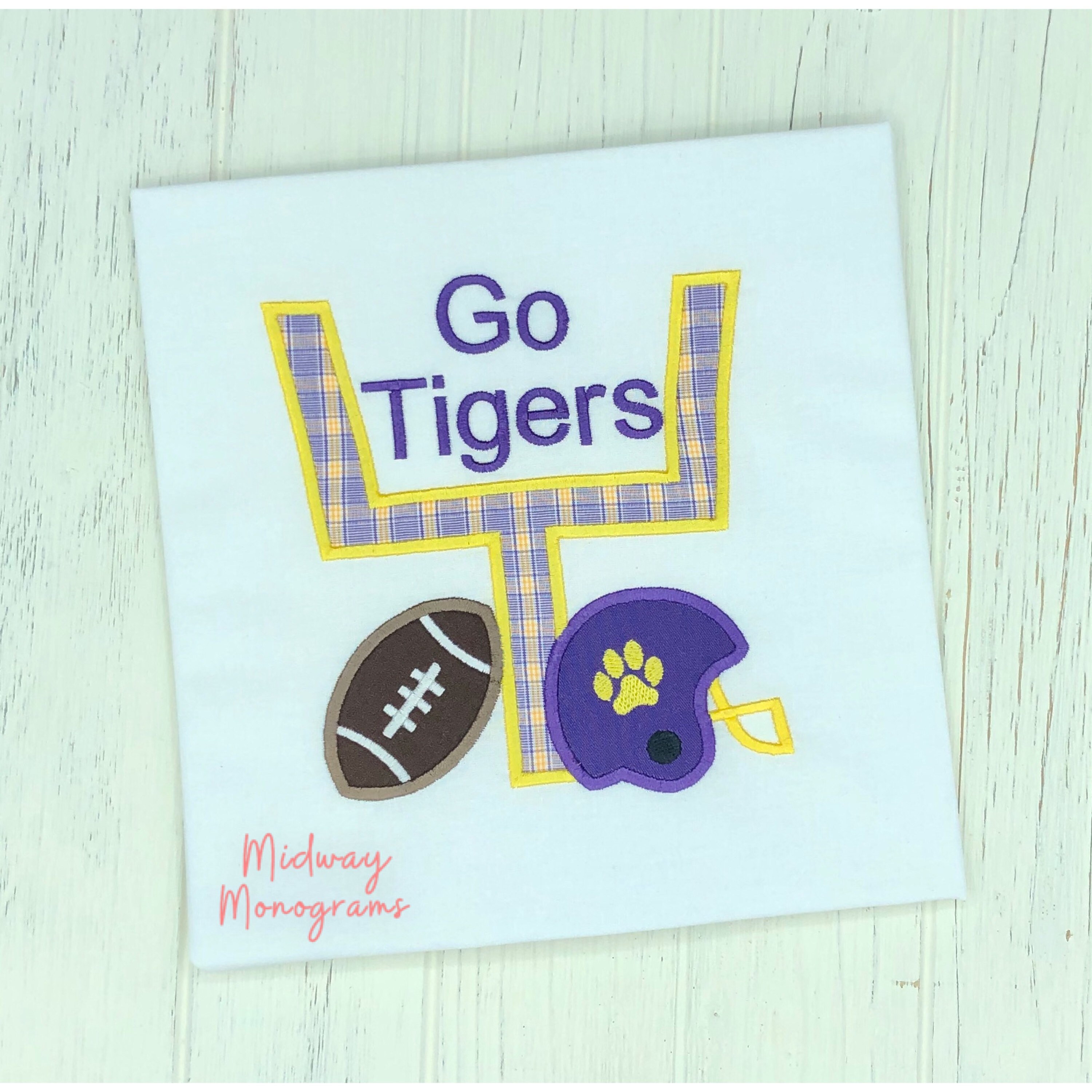 Boys Tiger Football Shirt Appliqué Tiger Football Shirt Etsy