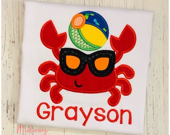 Personalized Summer Shirt: Beach Crab & Ball Vacation Tee