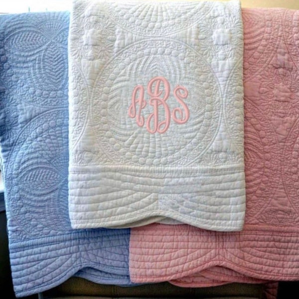 Personalized Heirloom Baby Blanket - Monogrammed Baby Quilt - Personalized Baby Shower Gift - Embroidered Baby Quilt