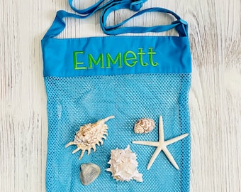 Personalized Seashell Bag - Mesh Tote Bag - Beach Tote - Seashell Mesh Tote - Custom Kids Beach Bag