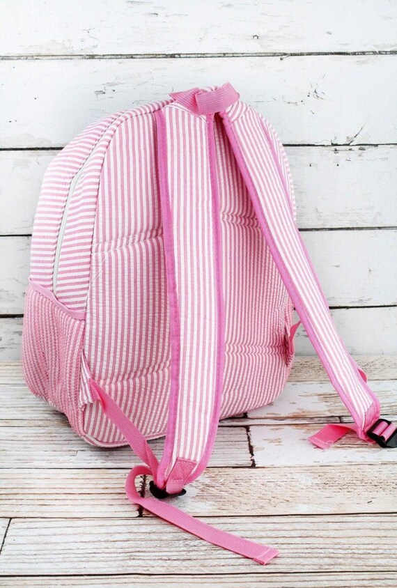 pink striped backpack