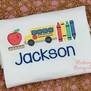 Embroidered School Supply Sketch Shirt - Personalized Back To School