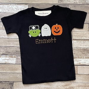 Personalized Appliqué Halloween Shirt: Frank, Ghost, Jack O&#39; Lantern