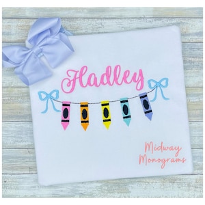 Personalized Girls Back To School Shirt: Crayon Banner