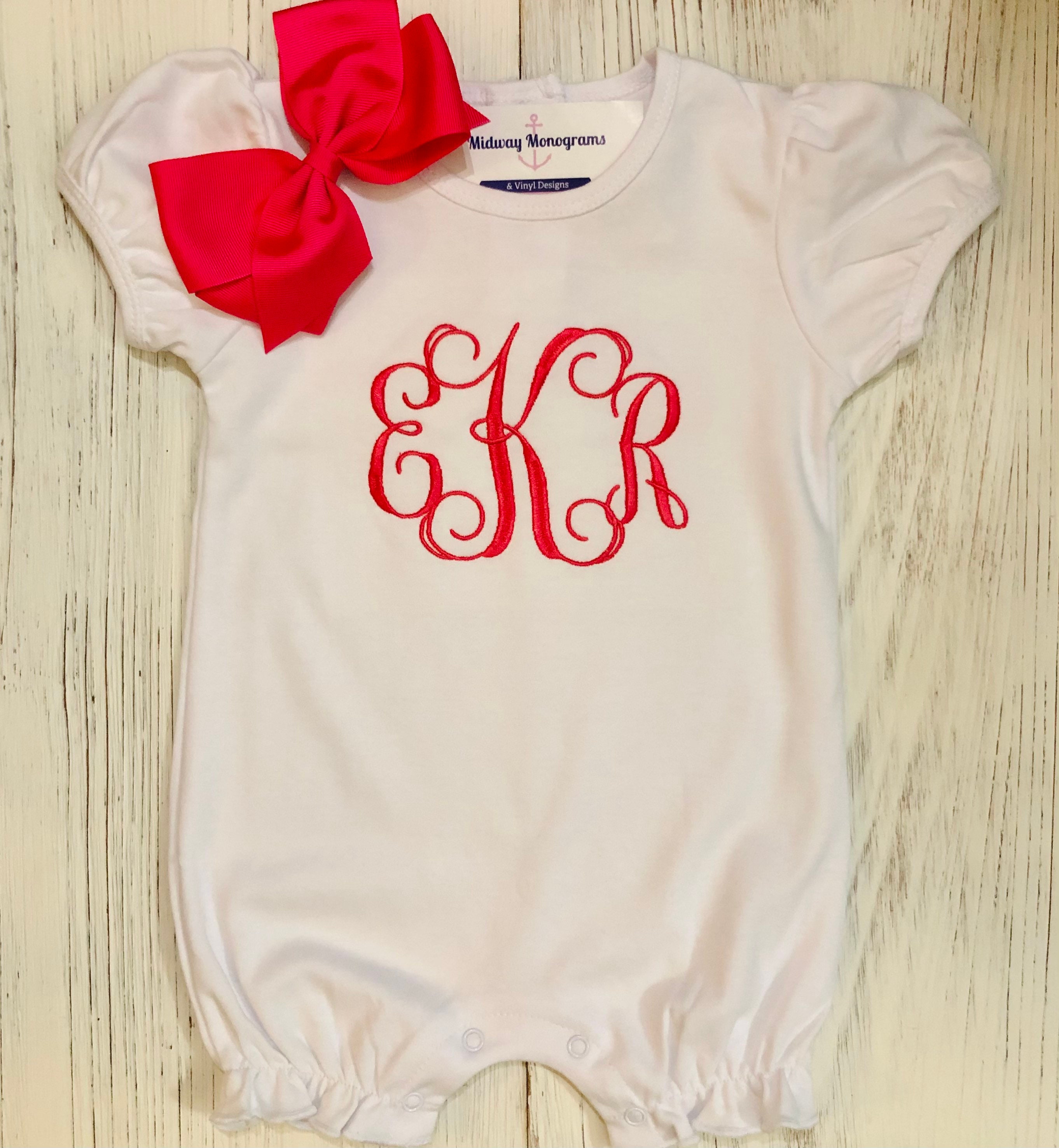 Monogrammed Romper Name or Monogram Girls Romper Etsy UK