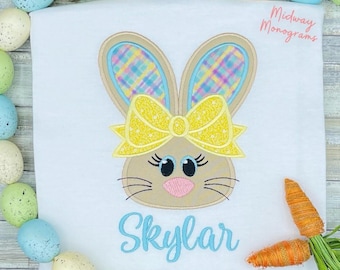 Girls Applique Bunny Easter Shirt - Personalized Toddler Tee