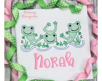 Personalized Kids Frog Shirt: Trio Design, Spring/Summer