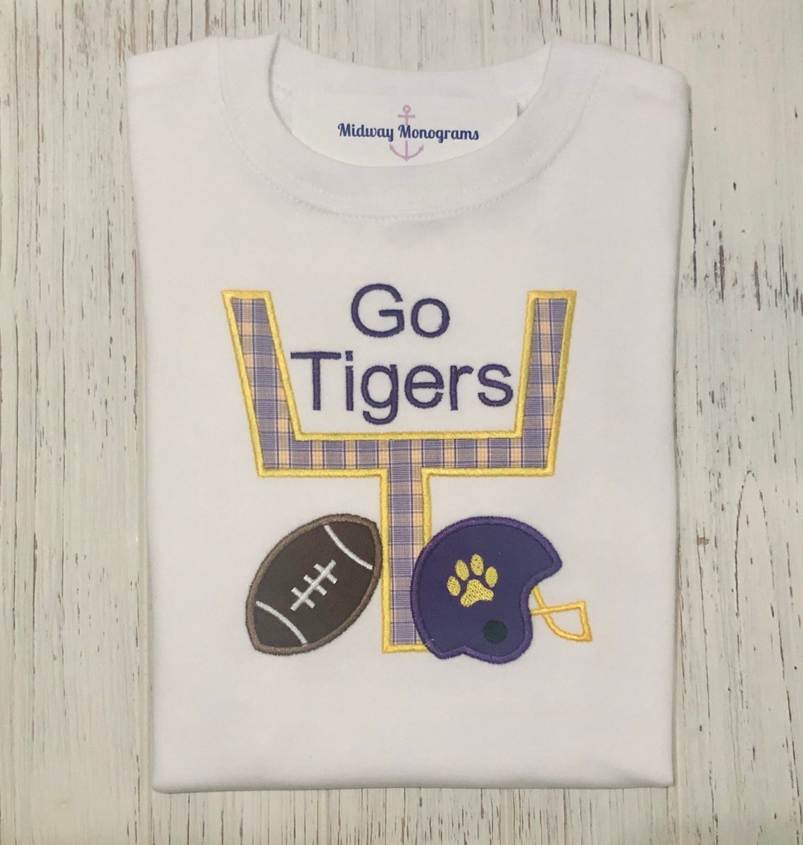 Boys Tiger Football Shirt Appliqué Tiger Football Shirt Etsy