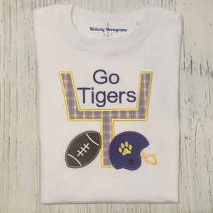 Boy’s Tiger Football Shirt - Appliqué Tiger Football Shirt - Game Day Shirt - Toddler Tiger Shirt - LSU Tigers