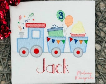 Personalized Train Birthday Shirt: Ages 1-5, Sketch Train Design