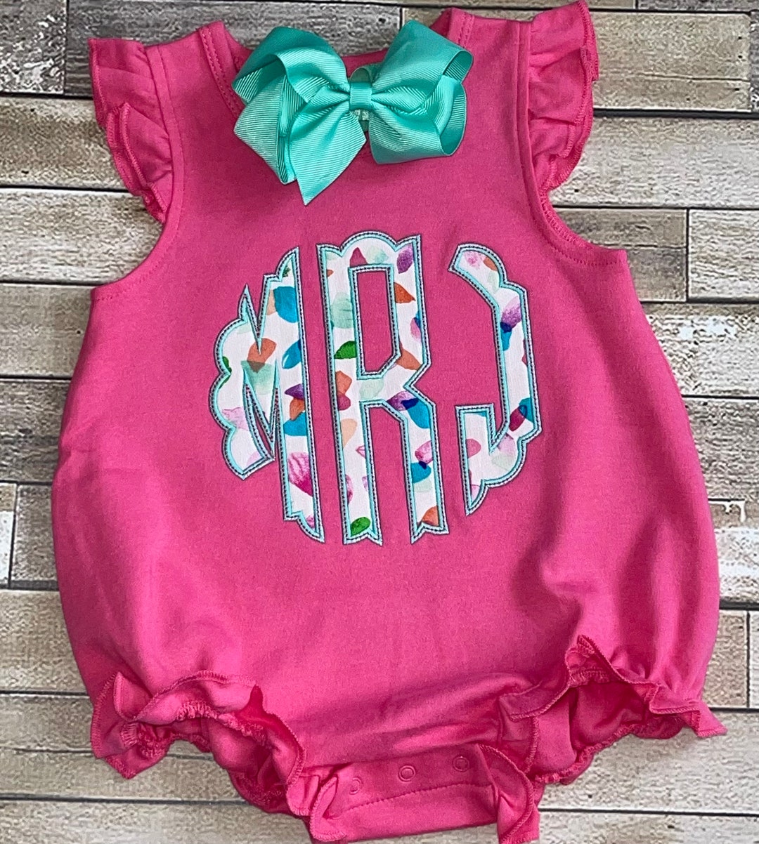 Girls Monogram Bubble Outfit - Applique Scallop Monogram Outfit ...